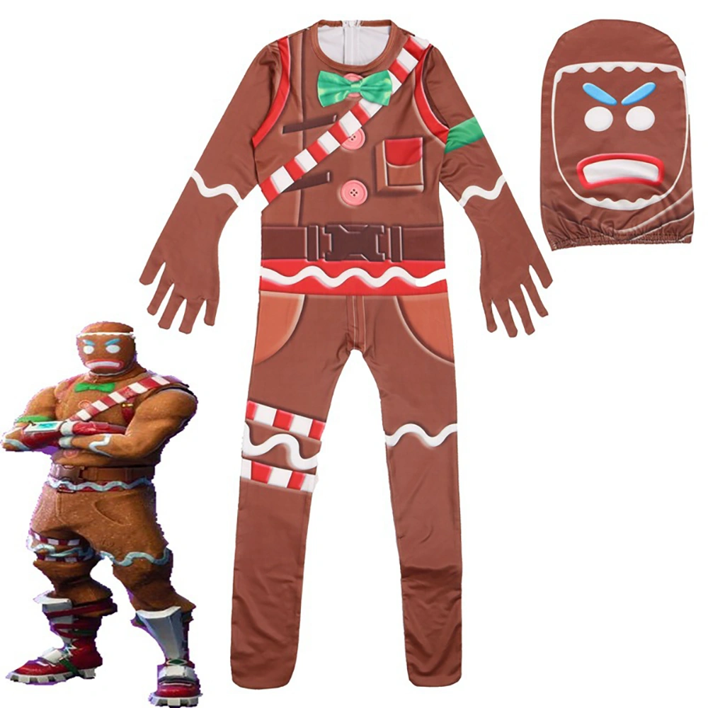 Gingerbread Men Jumpsuit Costume Halloween Cosplay Costume with Mask