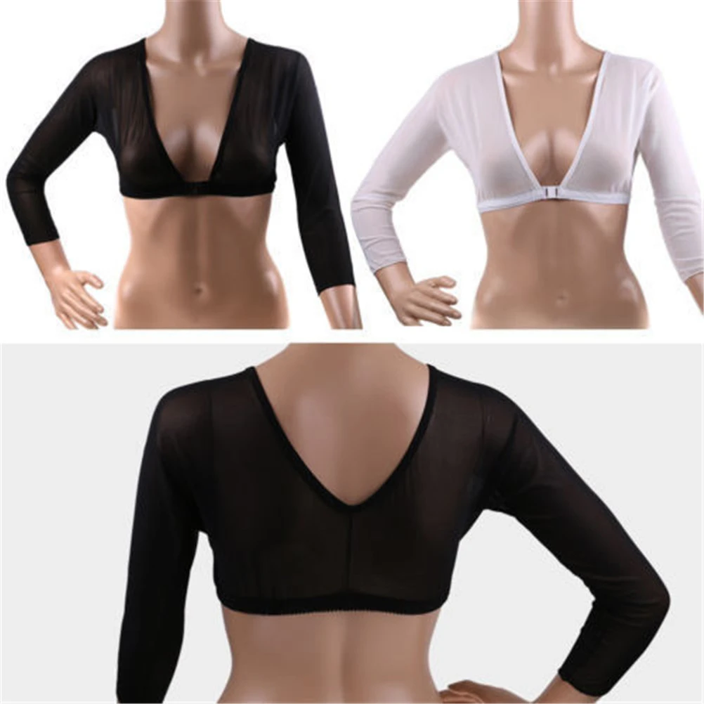 Seamless Arm Shaper Short Cropped Navel Mesh Cardigan Plus Size Arm Shaper