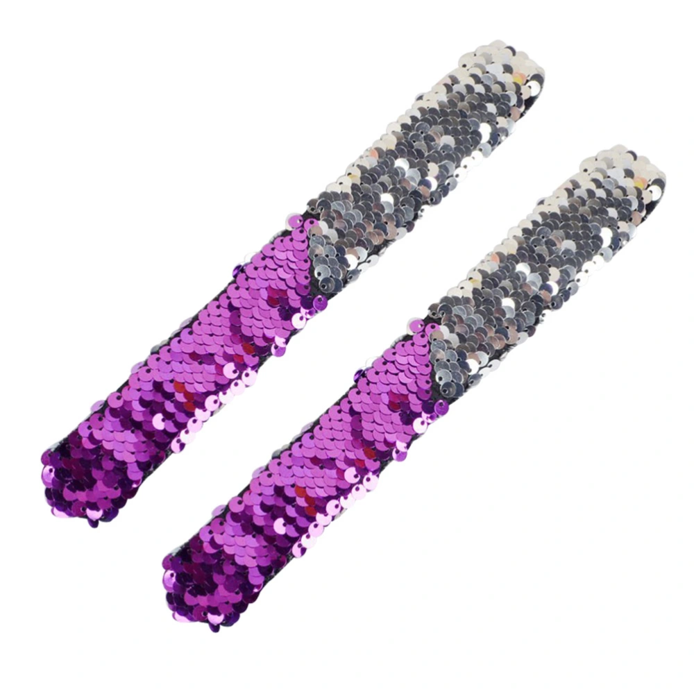 2 Pcs Girls Little Mermaid Charm Reversible Sequin Slap Bracelets Birthday Party Favors Supplies Gifts