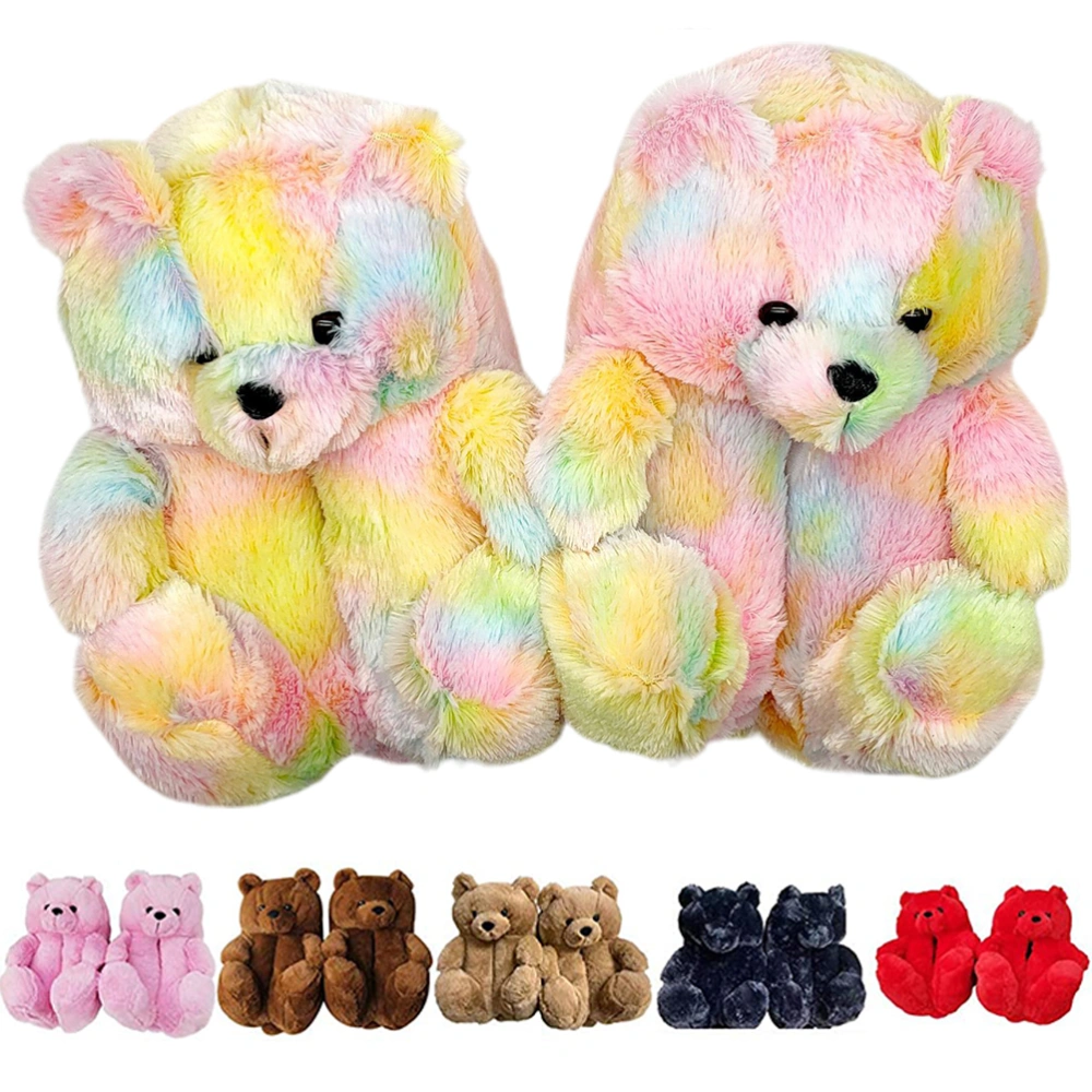 Cartoon Bear Plush Slippers for Women Plush Slippers Home Indoor Warm Slippers Winter Gift