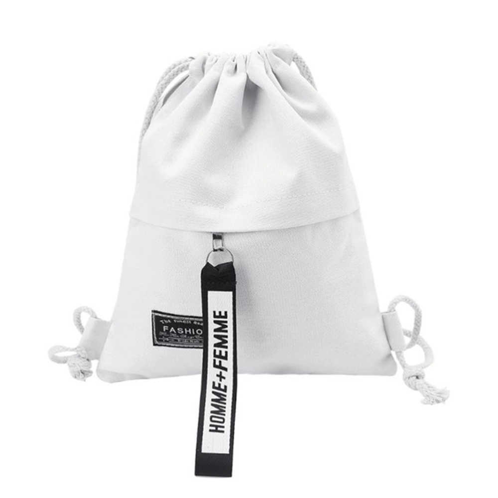 School Sports Canvas Drawstring Bag Sack Fitness Zipper Storage Pack Rucksack Backpack