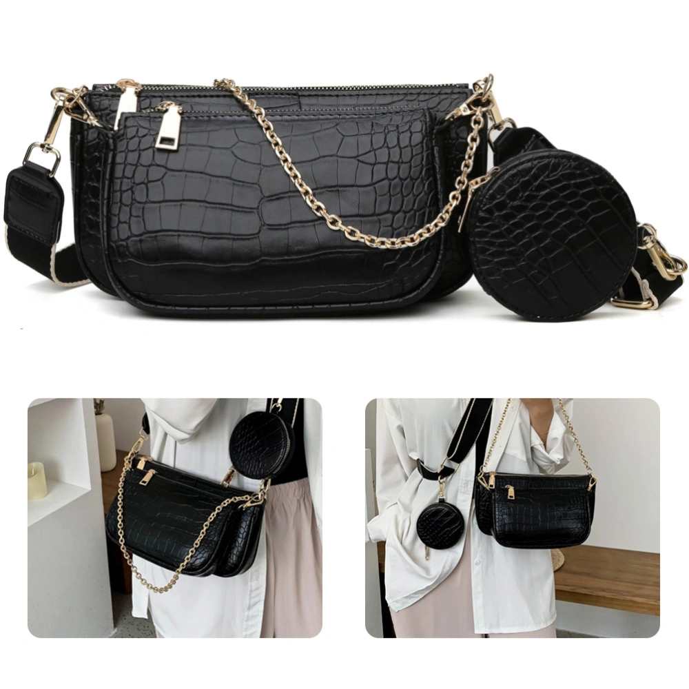 3 in 1 Women s Pattern Crossbody Shoulder Bag Durable Wearable Scratch Resistant PU Leather Underarm Bag Multi Pochette