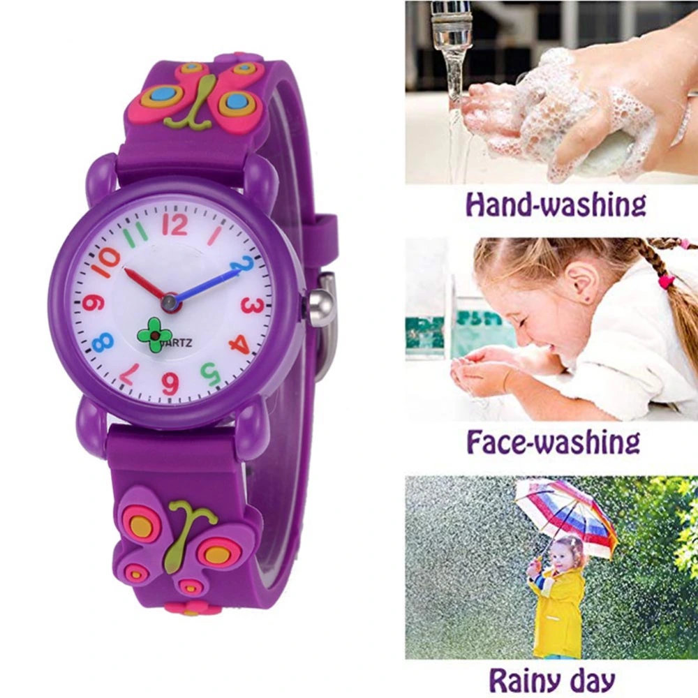 3D Lovely Cartoon Butterfly Watch for Kids Waterproof PVC Watch for Girl and Boy