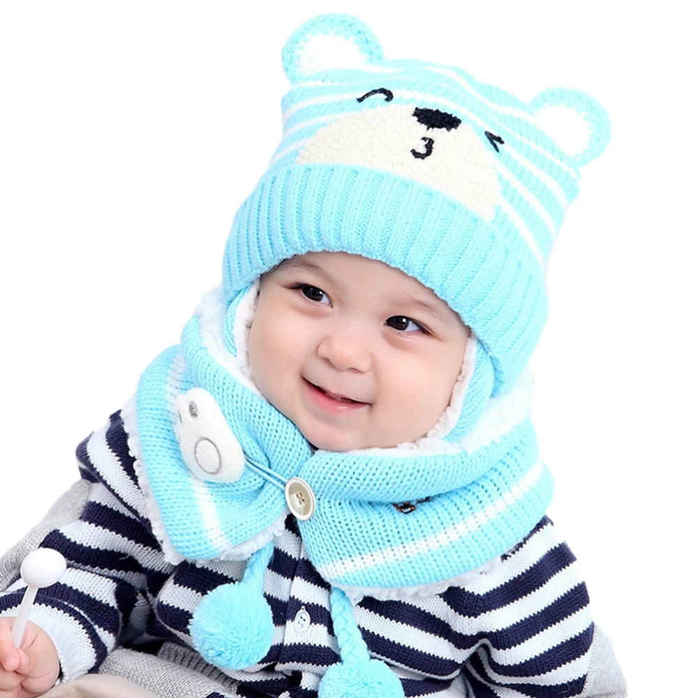 Kids Winter Warm Hat Baby Earflap Beanie Hat with Scarf Cut Baby Infant Knit Hat