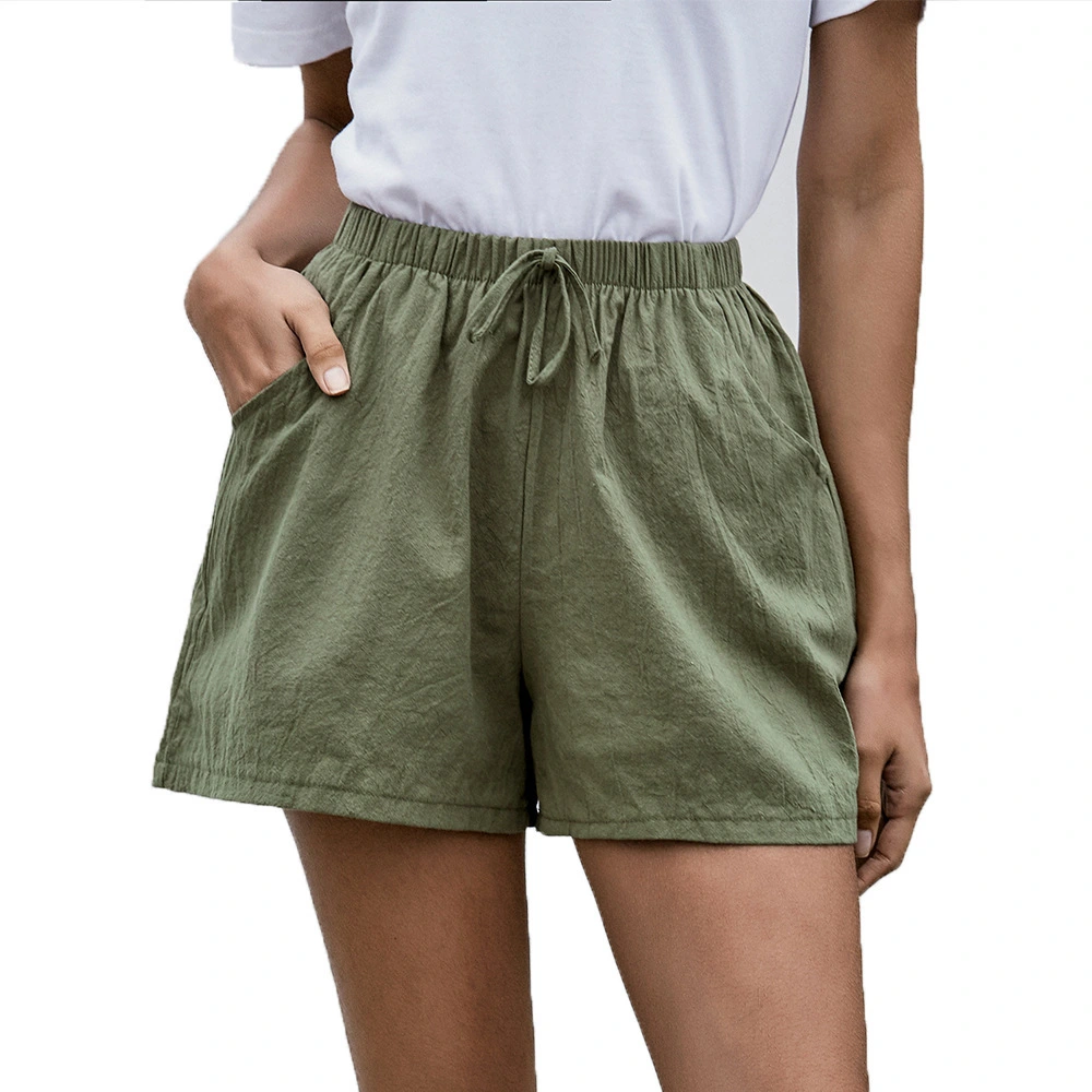 Summer Women Casual Shorts Women Loose Wide Leg Shorts Drawstring Shorts Army Green XL