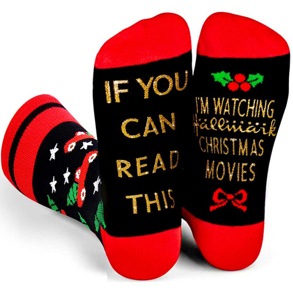 Christmas Movies Socks Unisex Novelty Socks Casual Letter Printed Socks