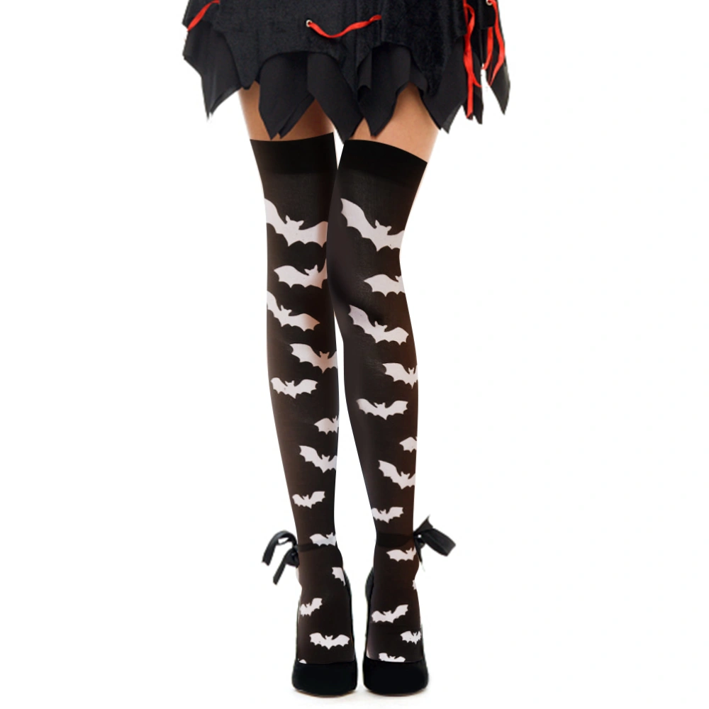 Halloween Stockings Dance Stocking with Bat Spider Web Pattern for Costume Party Props