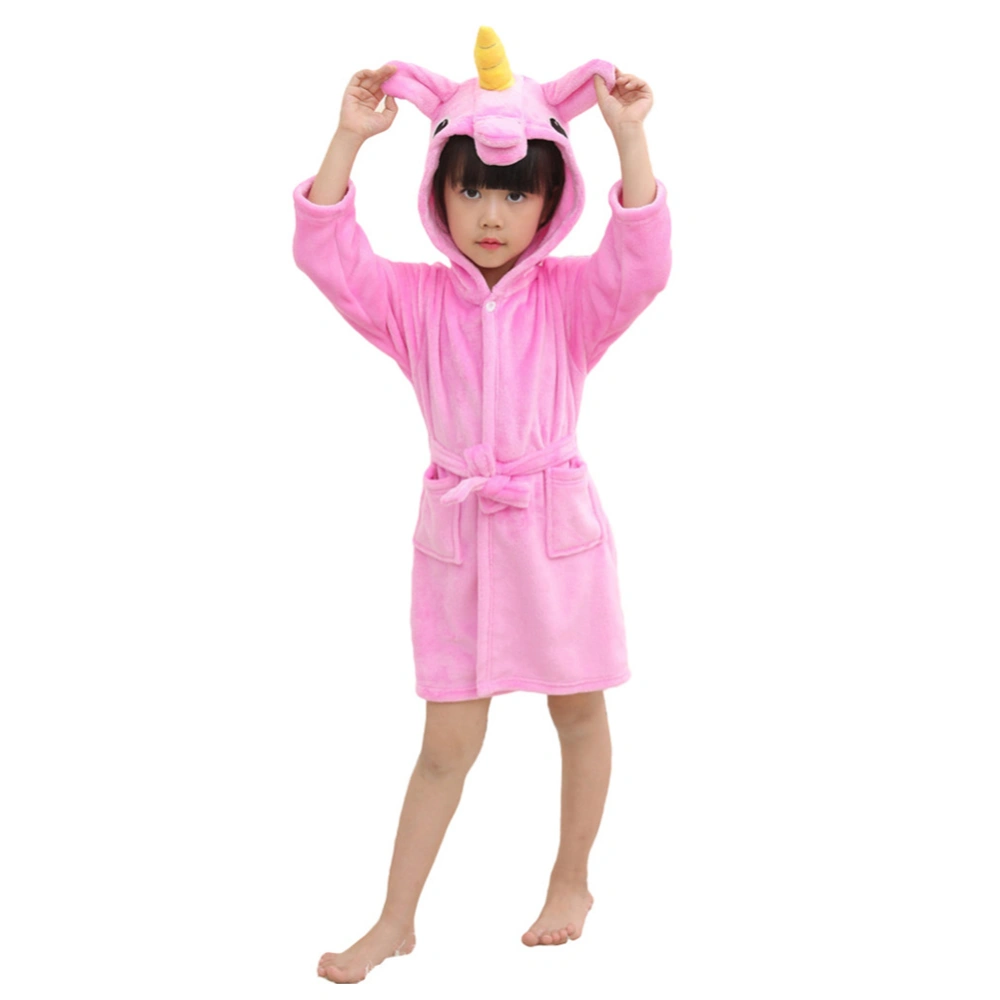 Cartoon Kids Pajamas Bathrobe Hooded Flannel Animal Bath Towel for Kids