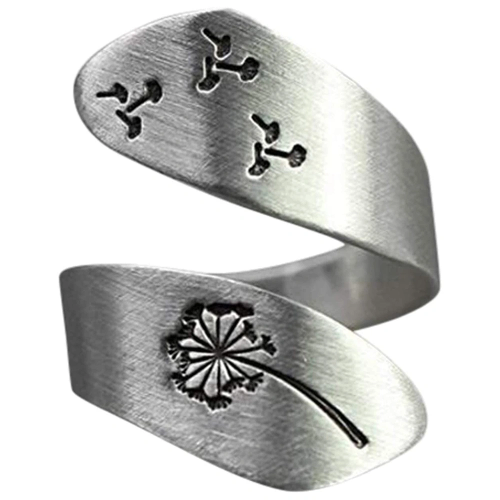 Adjustable Open Ring Alloy Electroplating Art Ring Gift for Women and Girls Mountain Peak Pine Tree Carved Ring