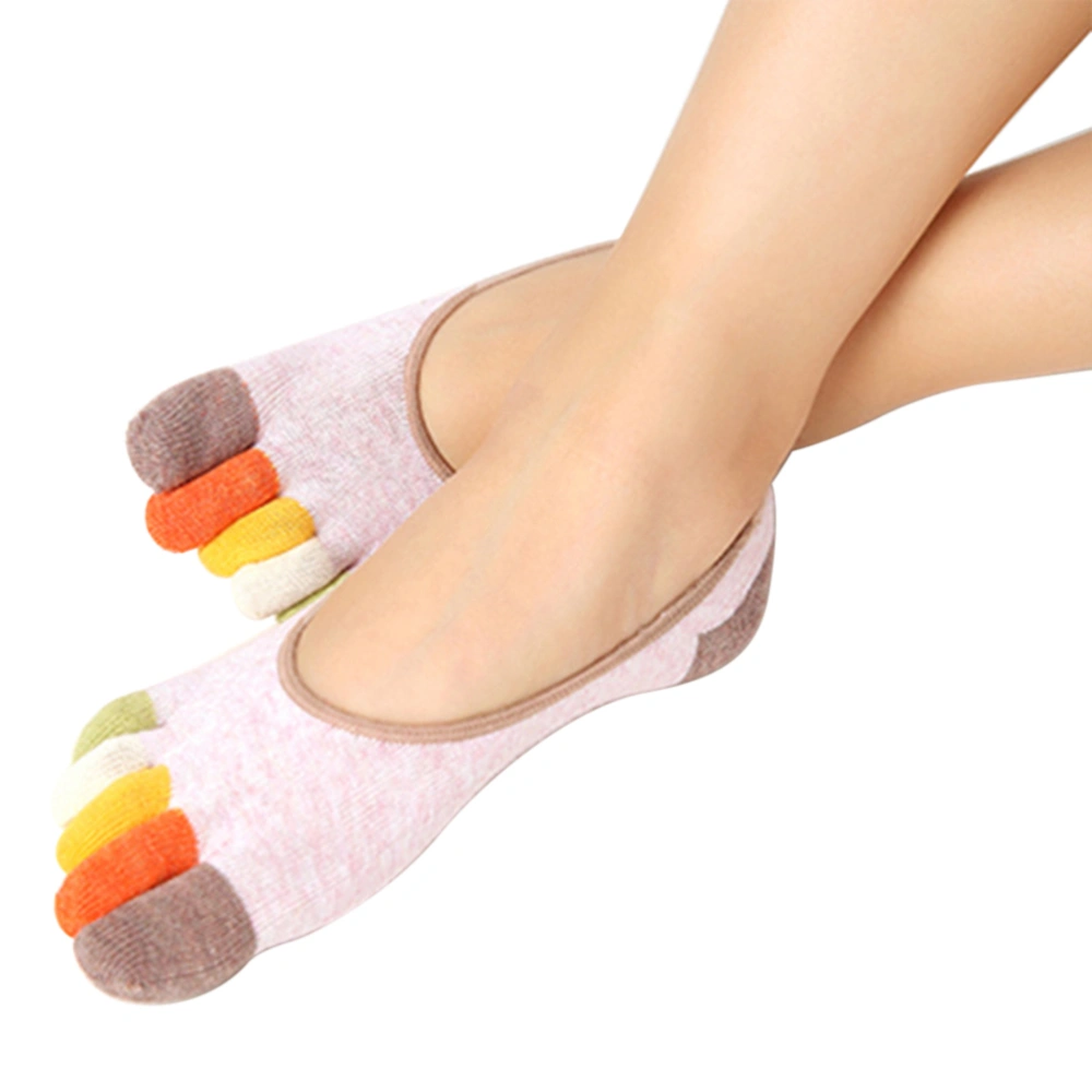 Women Running Colorful Toe Socks Five Fingers Invisible Liner Boat Cotton Ankle Toe Socks