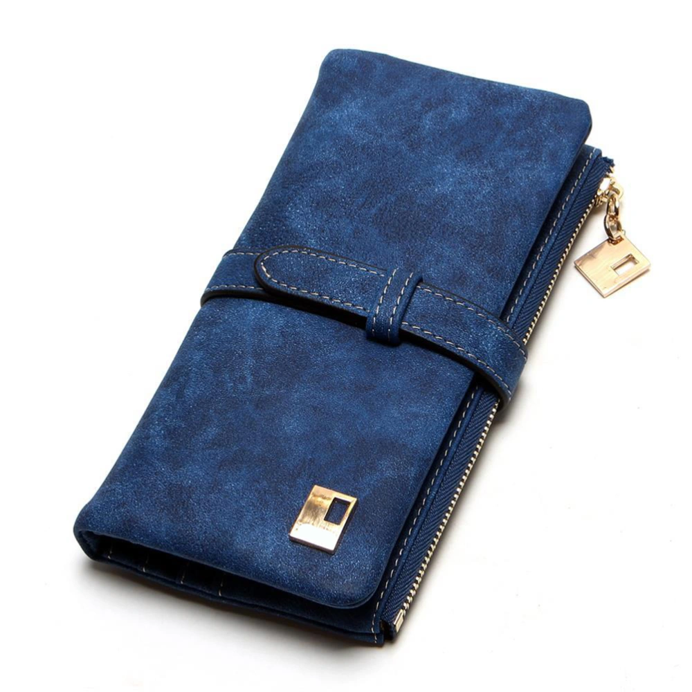 Women PU Retro Long Purse Bi Fold Wallets Zipper Wallet Ladies Bag