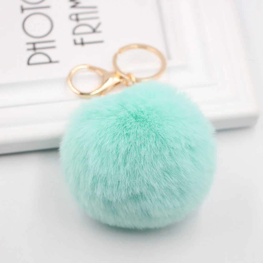 8cm Colorful Artificial Fur Pom Poms Ball Keychain Car Key Chain Ring Pendant For Women Bag Charm