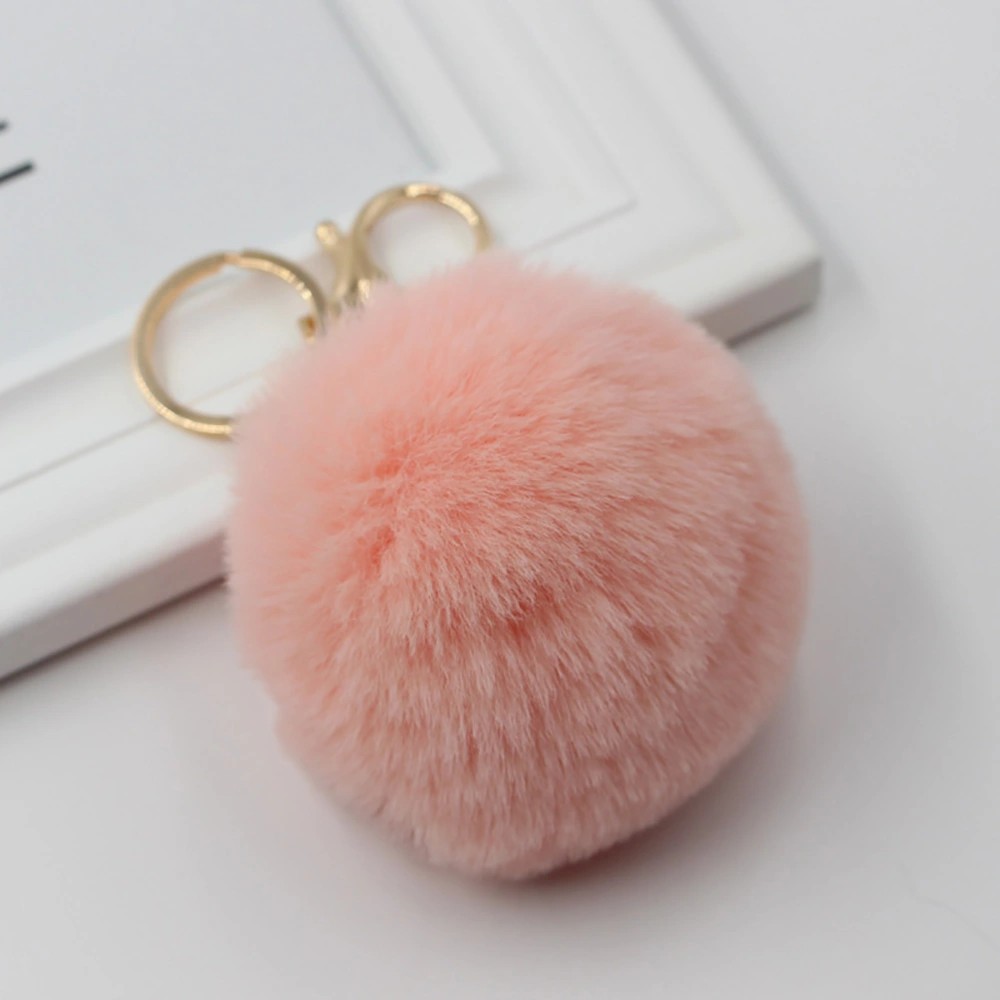 8cm Colorful Artificial Fur Pom Poms Ball Keychain Car Key Chain Ring Pendant For Women Bag Charm