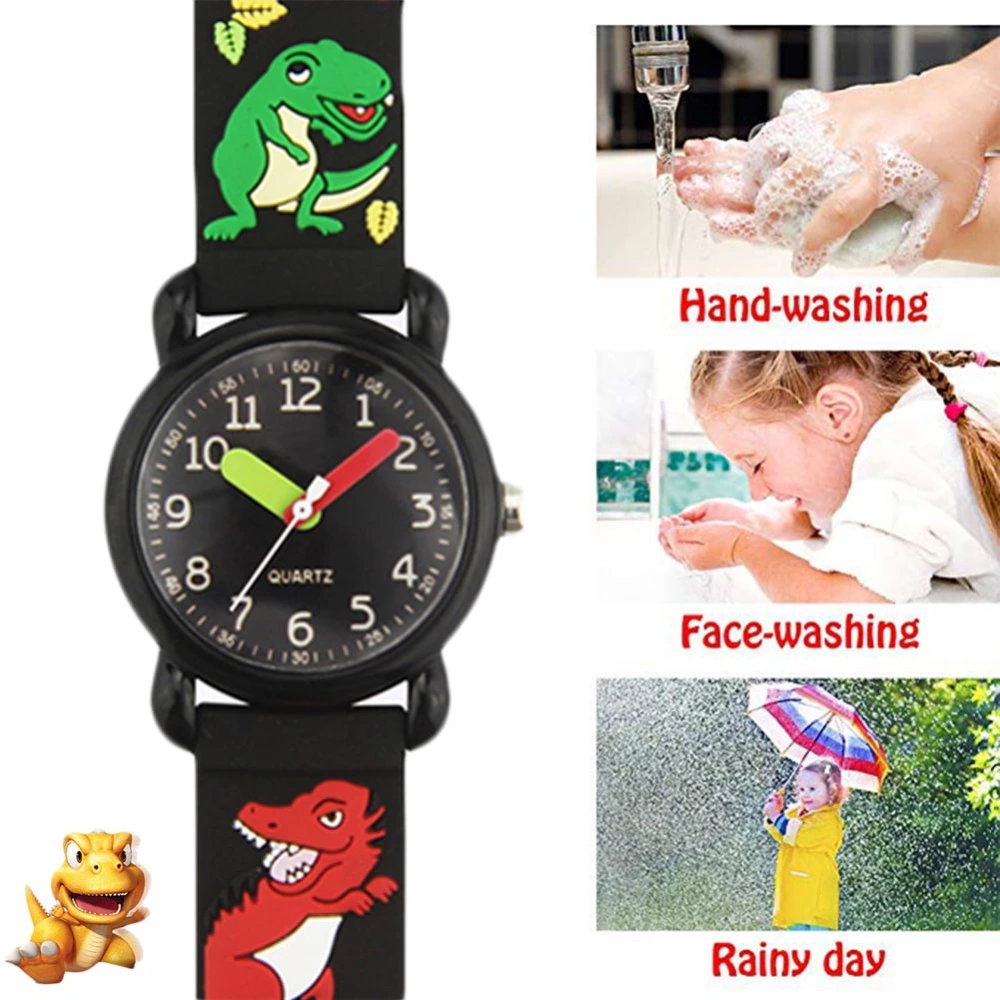 3D Lovely Cartoon Dinosaur Car Watch for Kids Waterproof PVC Watch for Girl and Boy