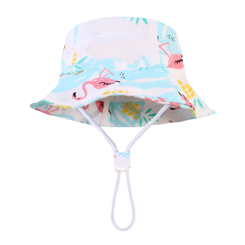 Baby Kids Sun Hat Cotton Fisherman Hat Children Cool Cartoon Animal Pattern Sunhat for Boy Girl with Chin Strap