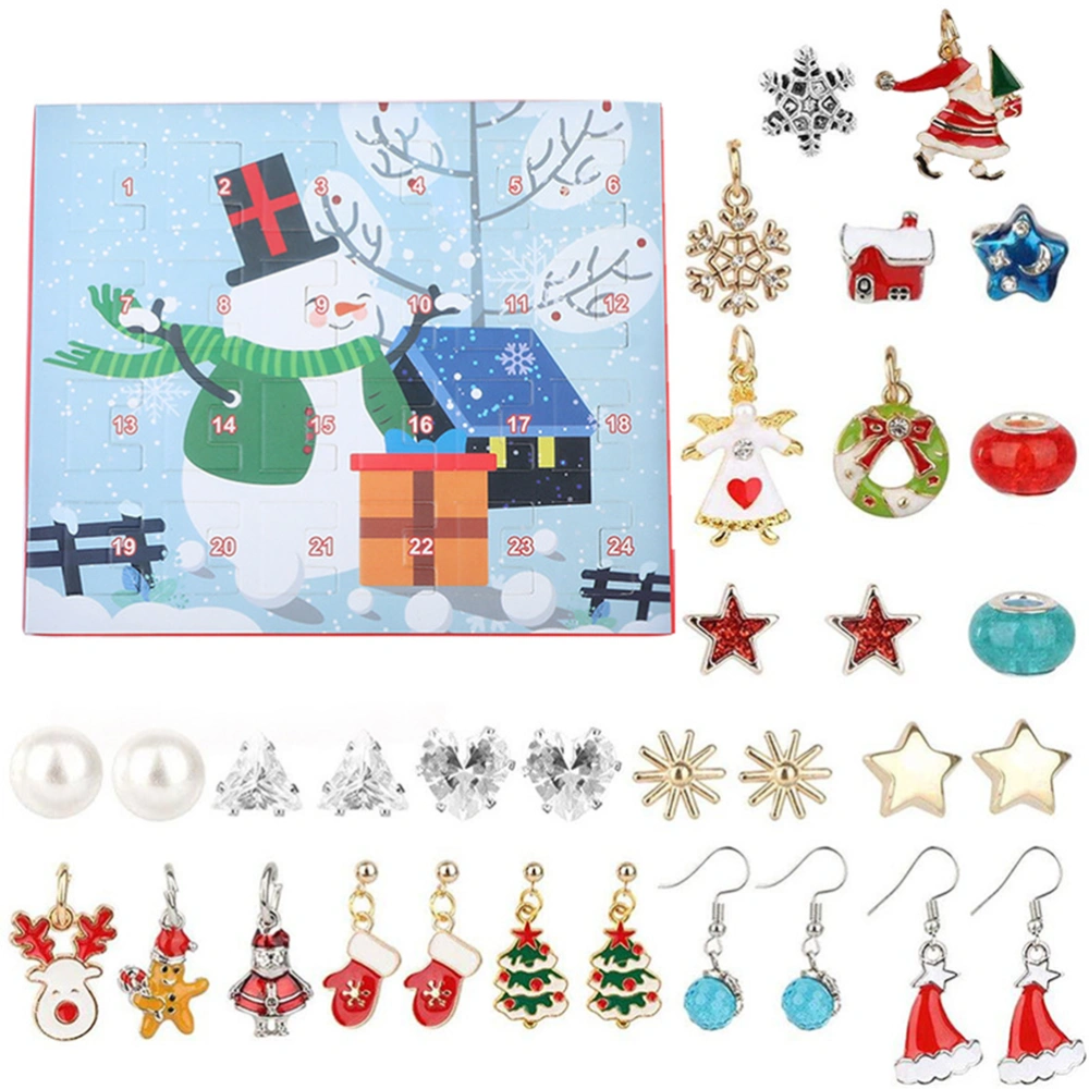 Christmas Advent Calendar DIY Earrings and Necklaces 24 Days Countdown Calendar Jewelry Set for Women Girls