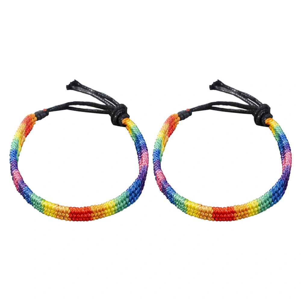 2PCS Rainbow Bracelet Handmade Braided Adjustable Friendship String Bracelet for Boys Girls