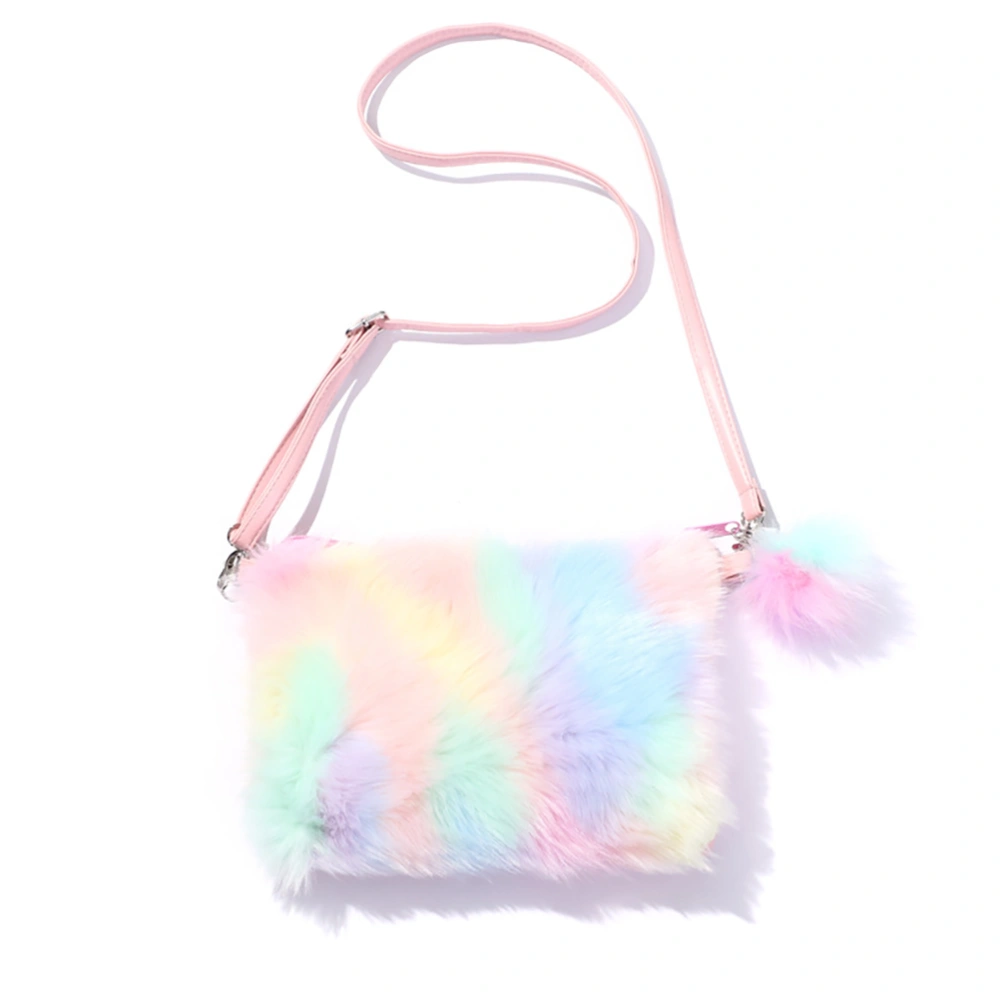 Rainbow Plush Bag Handbag Crossbody Bags Practical Beautiful Girl Coin Purse Phone Bag