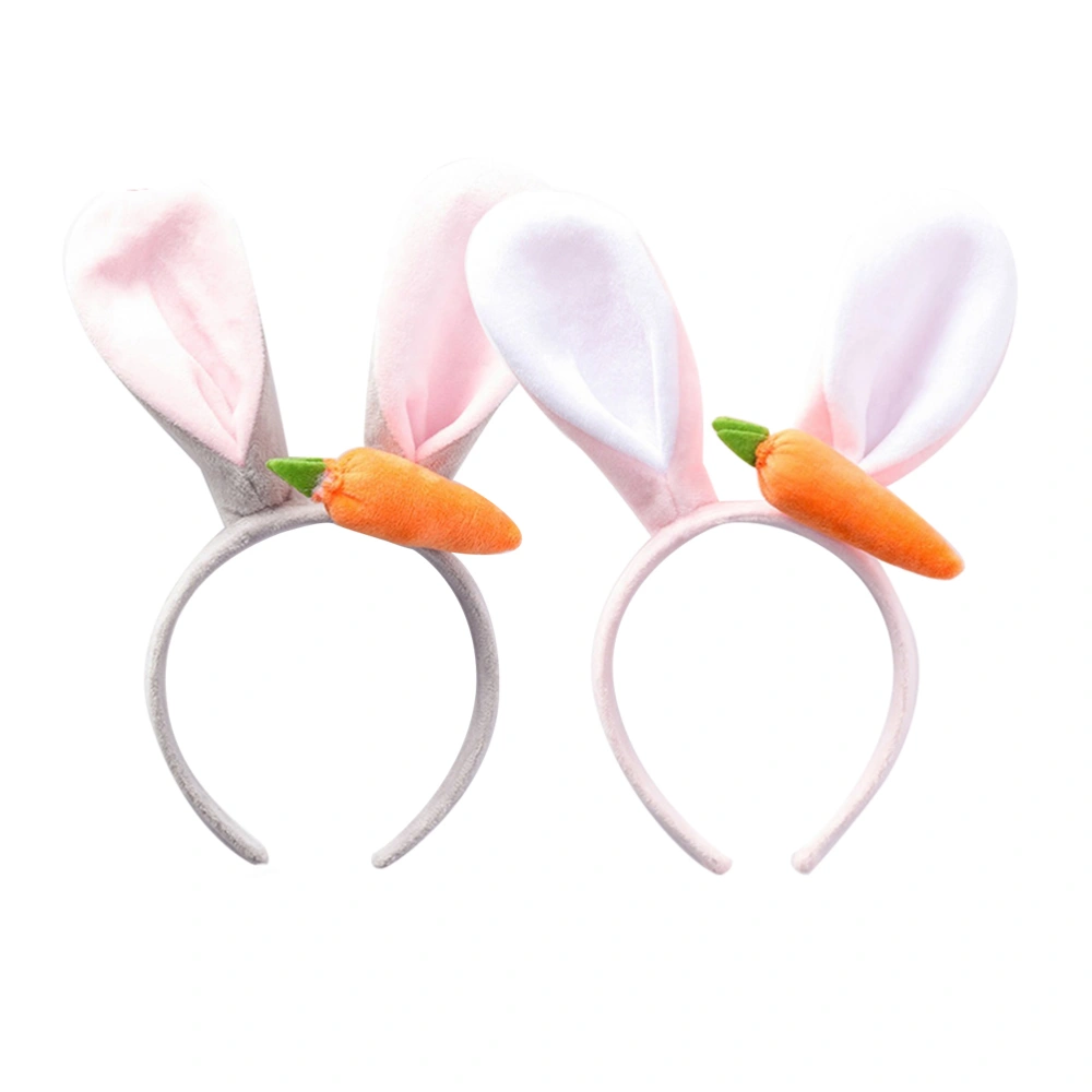 2 Pcs Cute Easter Plush Fluffy Rabbit Ears Hair Bands Party Fancy Prop Bunny Headband Party Decoration Gift