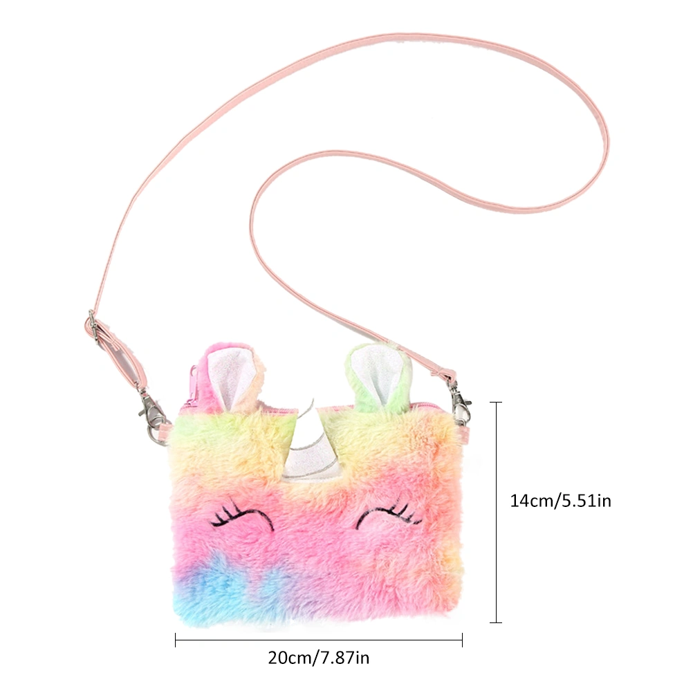 Kids Girls Plush Crossbody Bag Cute Shoulder Bag Wallet Bag for Children