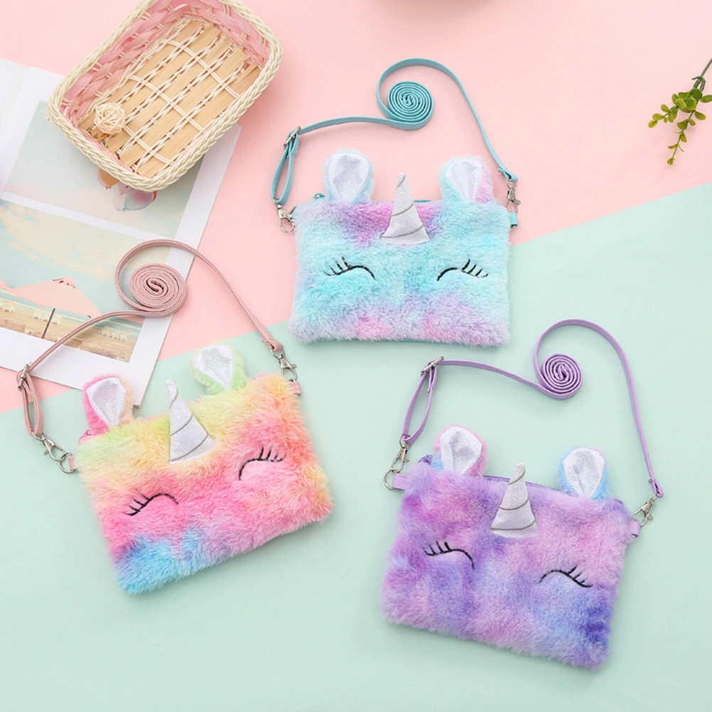 Kids Girls Plush Crossbody Bag Cute Shoulder Bag Wallet Bag for Children