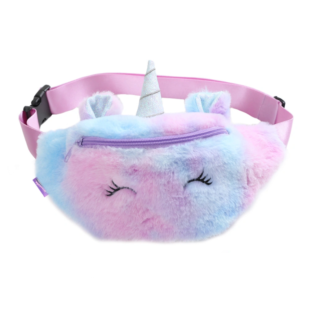 Cute Waist Bag Cartoon Plush Fanny Pack Gradient Color Chest Bag