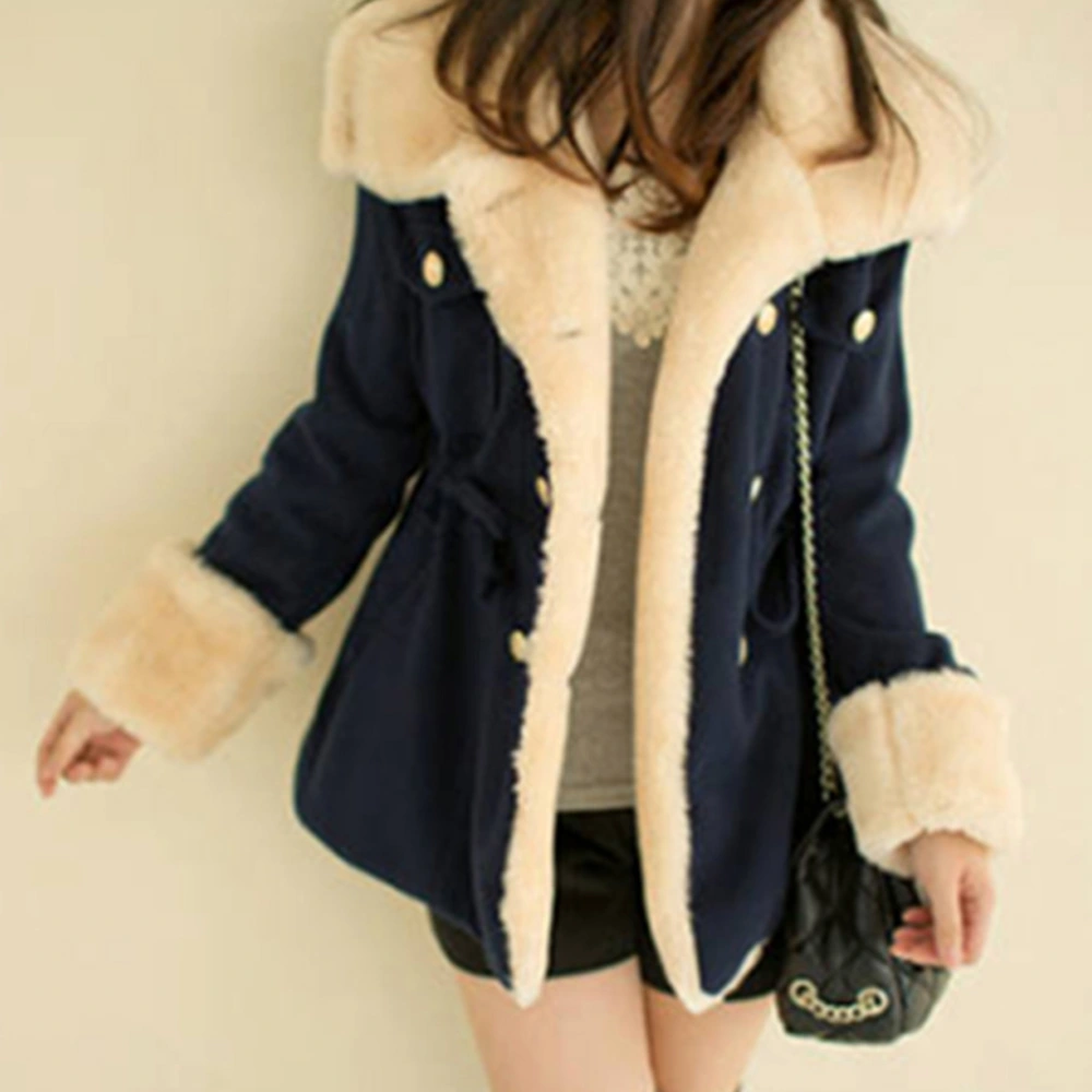 Thick Plush Coat Zip Warm Coat Self Cultivation Show Thin Double Breasted College Coat