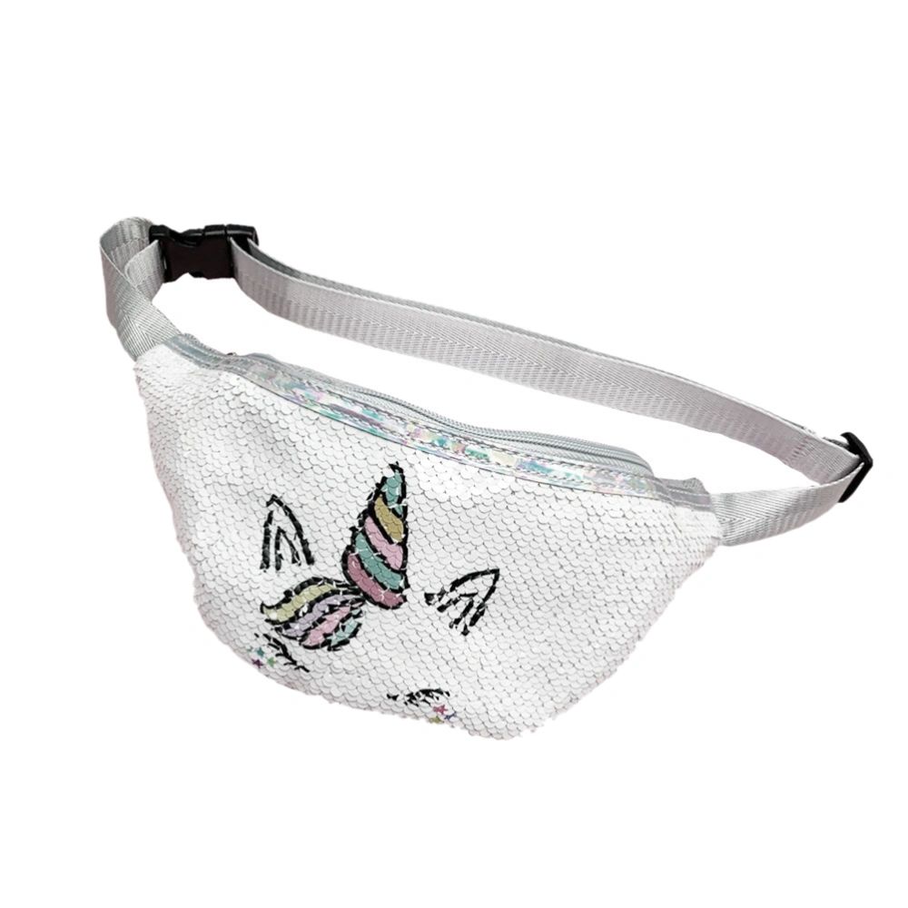 Fashion Cartoon Sequins Waist Bag Casual Adjustable Waist Shiny Sequins Waist Bag