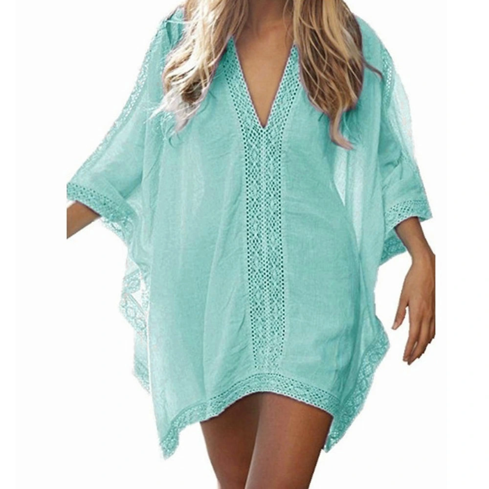 Women Sexy V Neck Loose Plus Size Beach Dress Swimwear Bikini Cover Up Tops