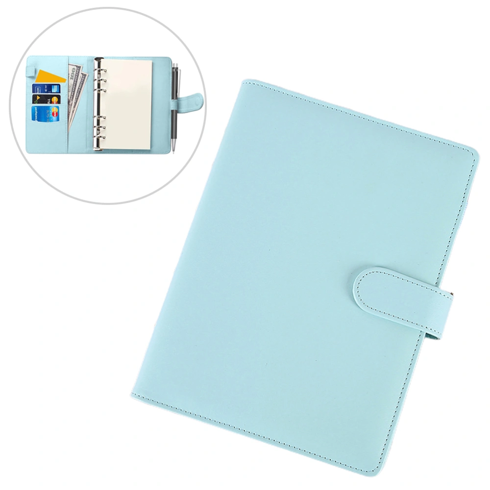 A6 Notebook Binder with Buckle PU Leather Budget Planner Cover Multifunctional Padfolio Case for School Office