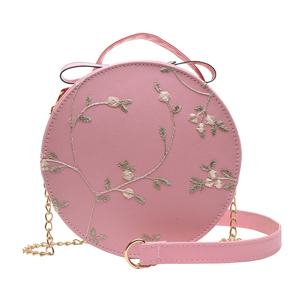 Lace Embroidered Crossbody Bag Vintage Women Round Small Bag Lace Embroidered Chain Bag