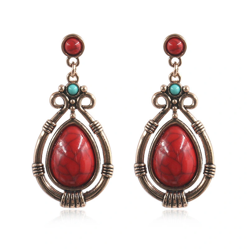 Vintage Bohemian Style Drop Shaped Earrings Acrylic Retro Ear Rings Women Jewelry