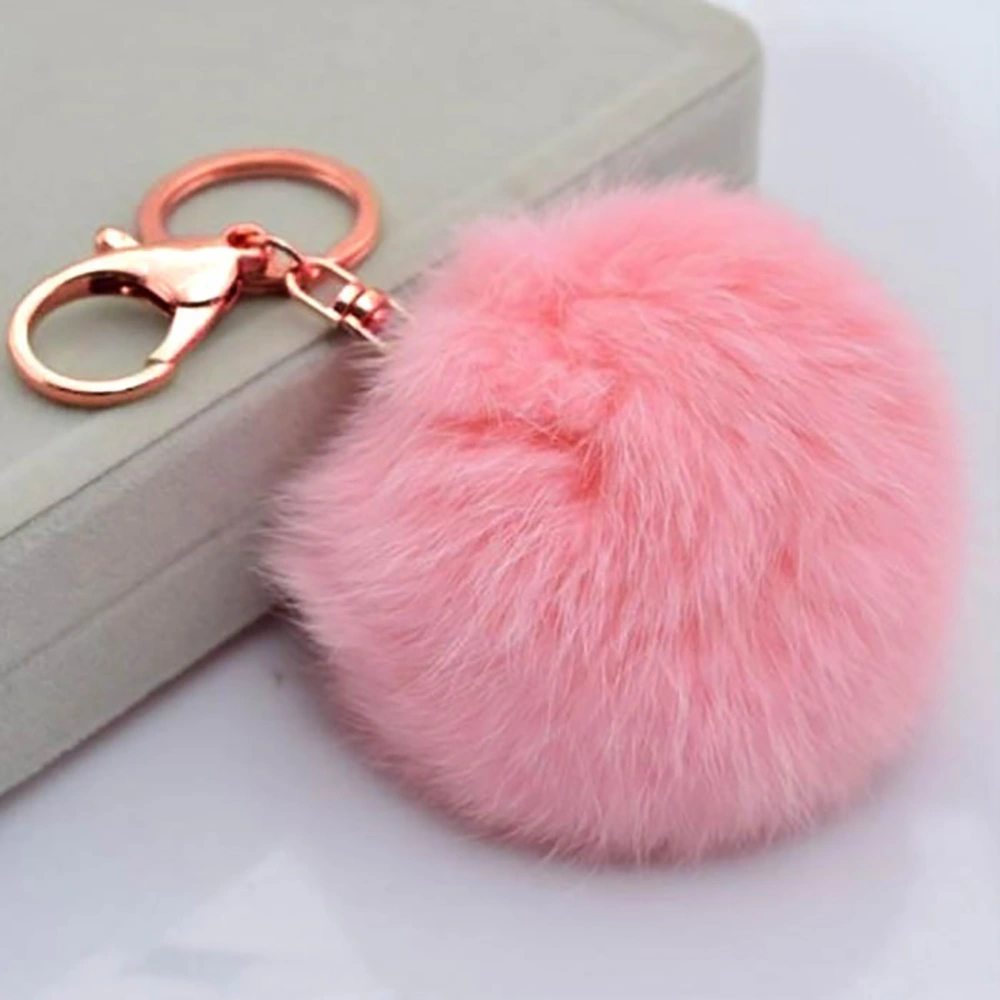 8cm Colorful Artificial Fur Pom Poms Ball Keychain Car Key Chain Ring Pendant For Women Bag Charm