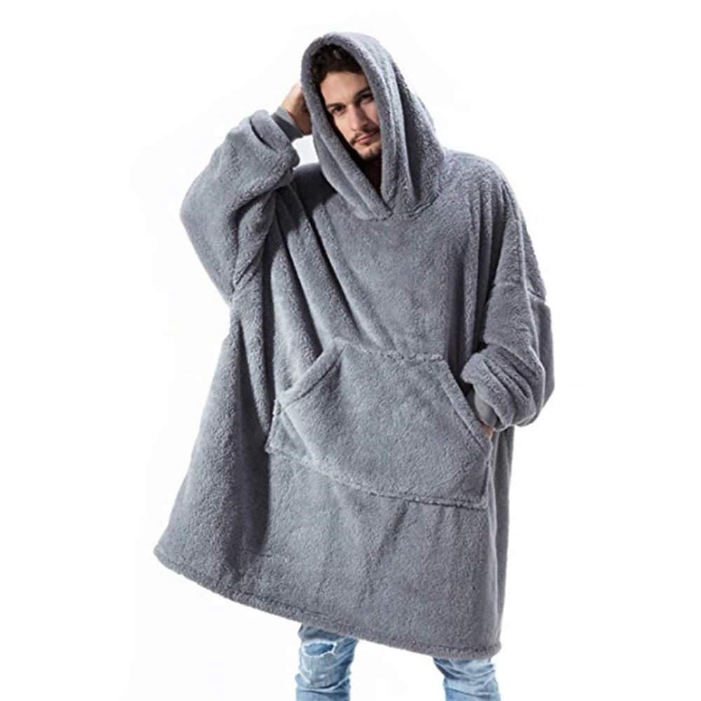 Oversized Sherpa Blanket Hoodie with Hood Large Front Pocket Hooded Blanket Sweatshirt Wearable Snuggle Blanket