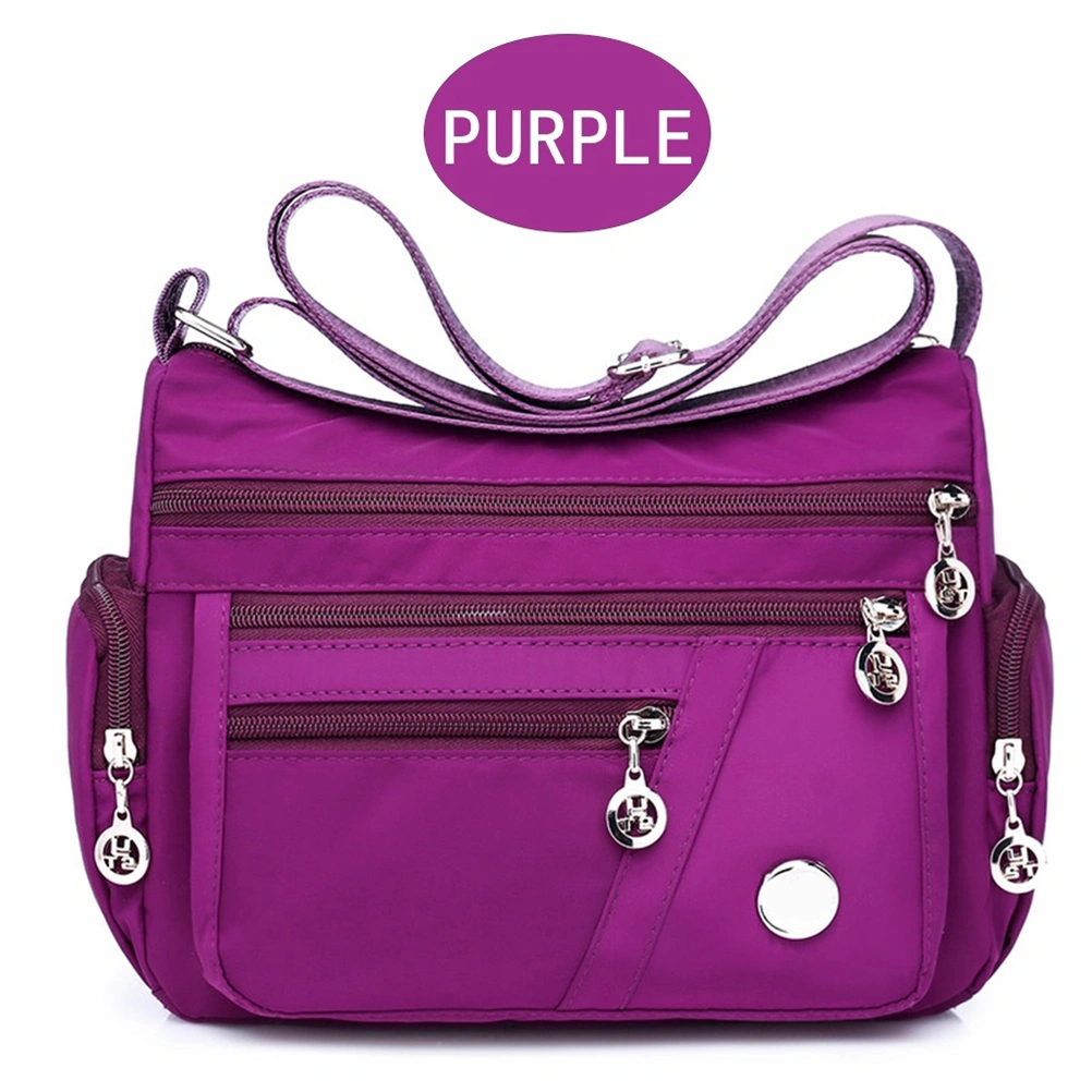 Women Shoulder Bag Multi Pocket Larger Capacity Casual Messenger Bag Purple