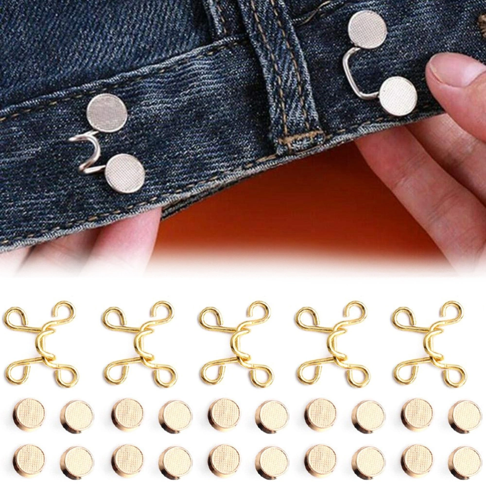 5 set Pants Waist Button Adjustable Snap Button without Nail Set for Pants