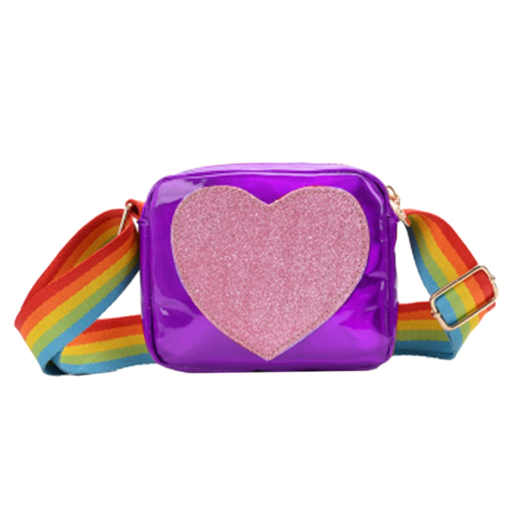 Women Girls Love Heart Handbag Kids Bag Messenger Shoulder Bag Rainbow Shoulder Strap Crossbody Bag