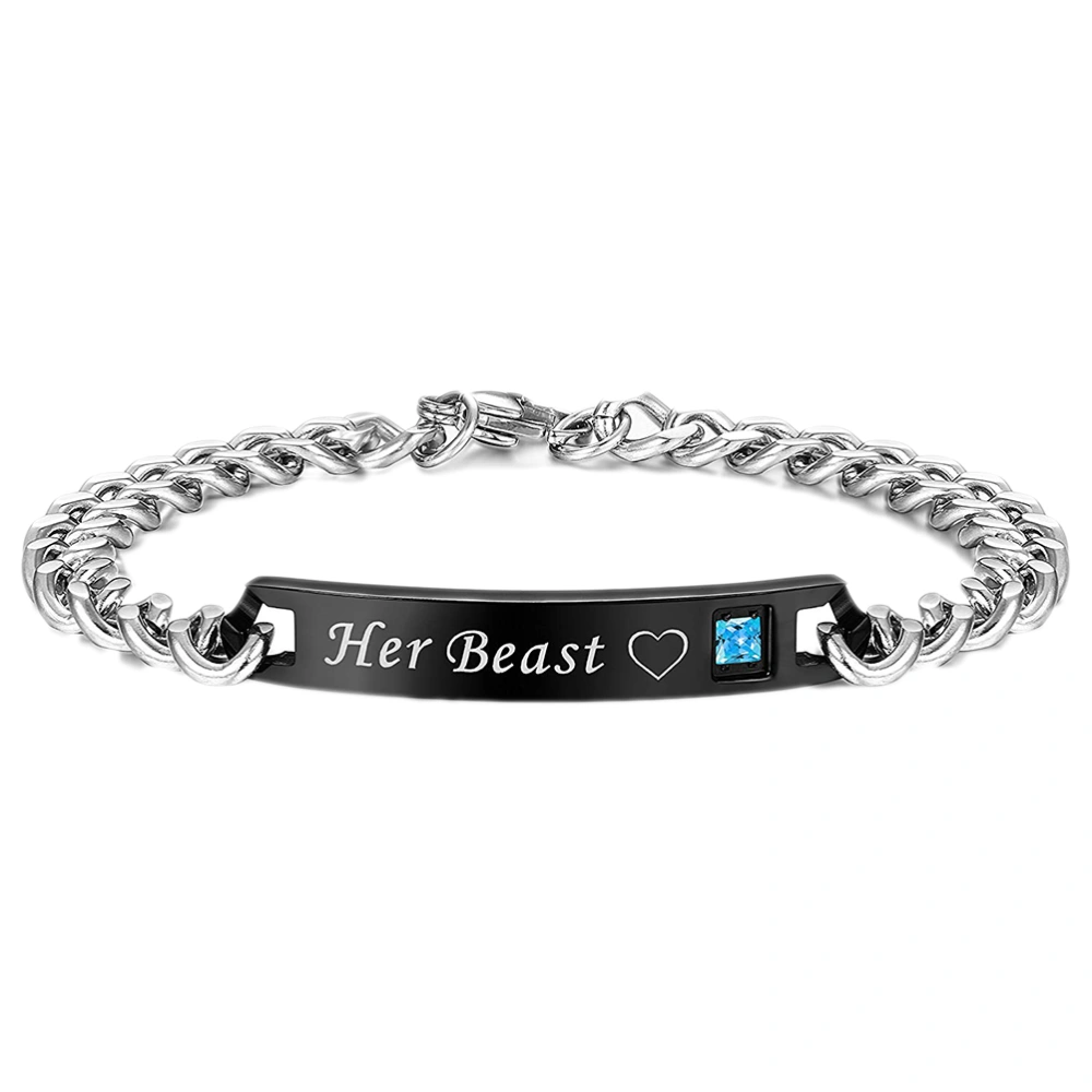 Fashion Romantic His Beauty Her Breast Heart Couple Lovers Stainless Steel Bracelet