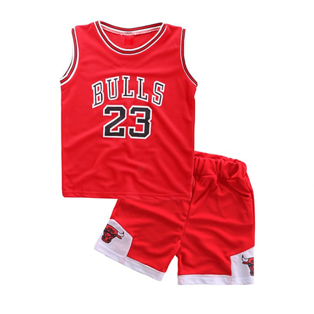 2PCS Kids Basketball Set Sports Uniforms For Boys Sleeveless Sportswear Breathable Shorts Suits