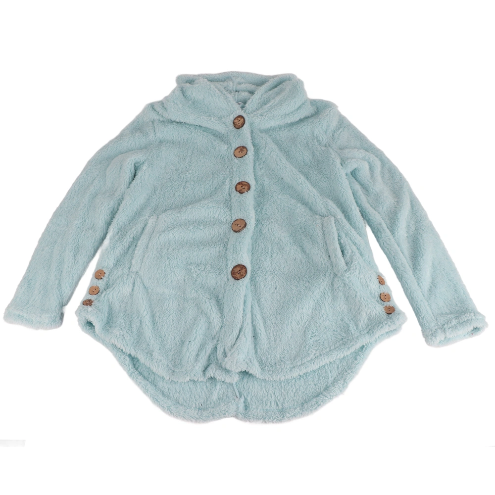 Hoodies Sweater for Women Fuzzy Button Plain Tops Blouse with Pocket Coat for Autumn Winter