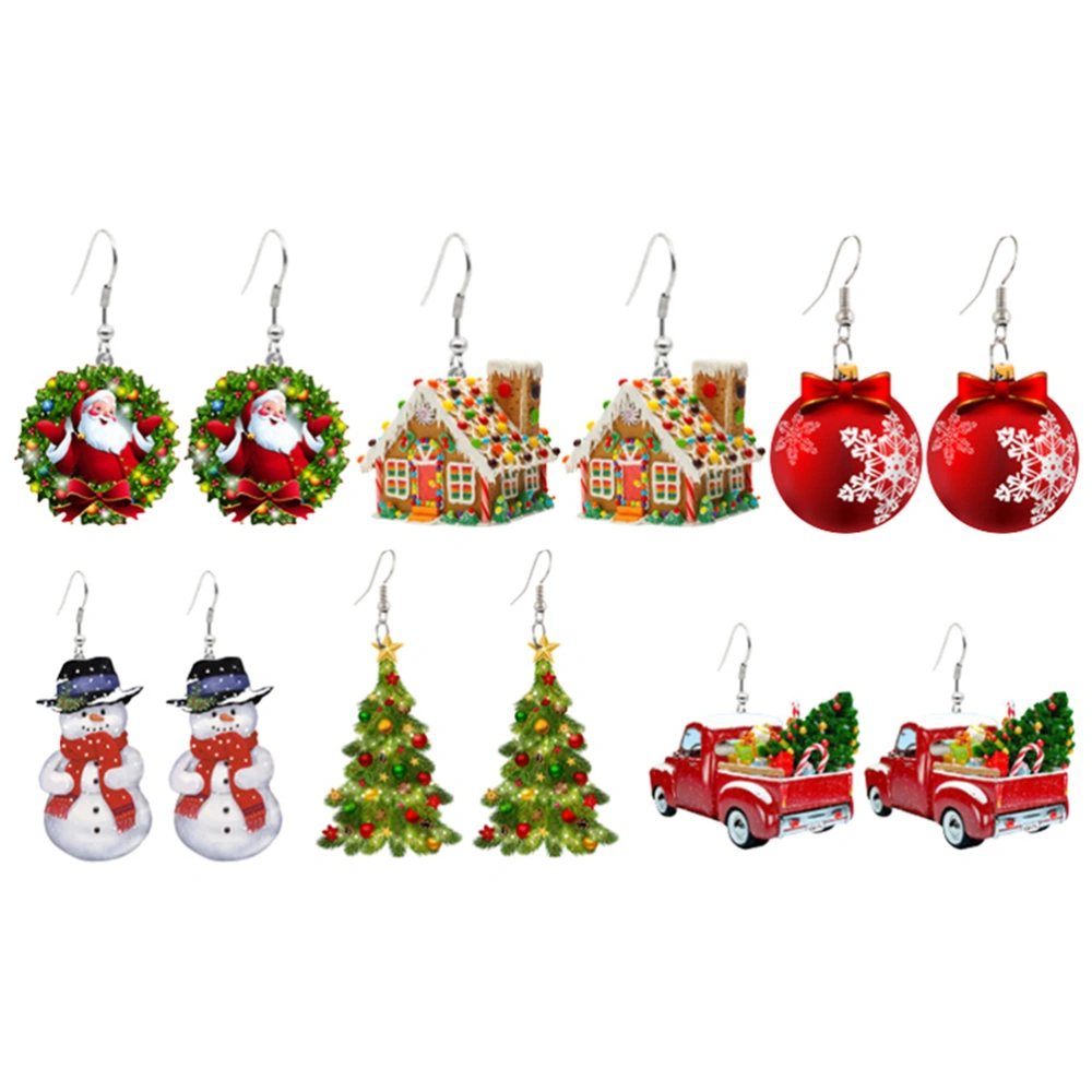 6Pcs Christmas Earrings for Women Xmas Style Dangle Earrings Gift for Girls