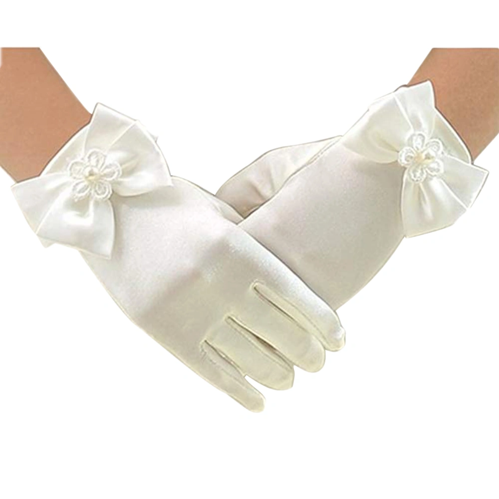 Kids Girls Gorgeous Satin Fancy Gloves for Special Occasion Dress Formal Wedding Pageant Party Short Girls Gloves