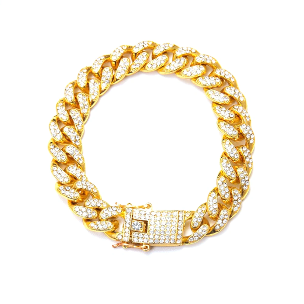 Gold Plated Hip Hop Iced Out Miami Cuban Link Chain Bracelet for Men and Women