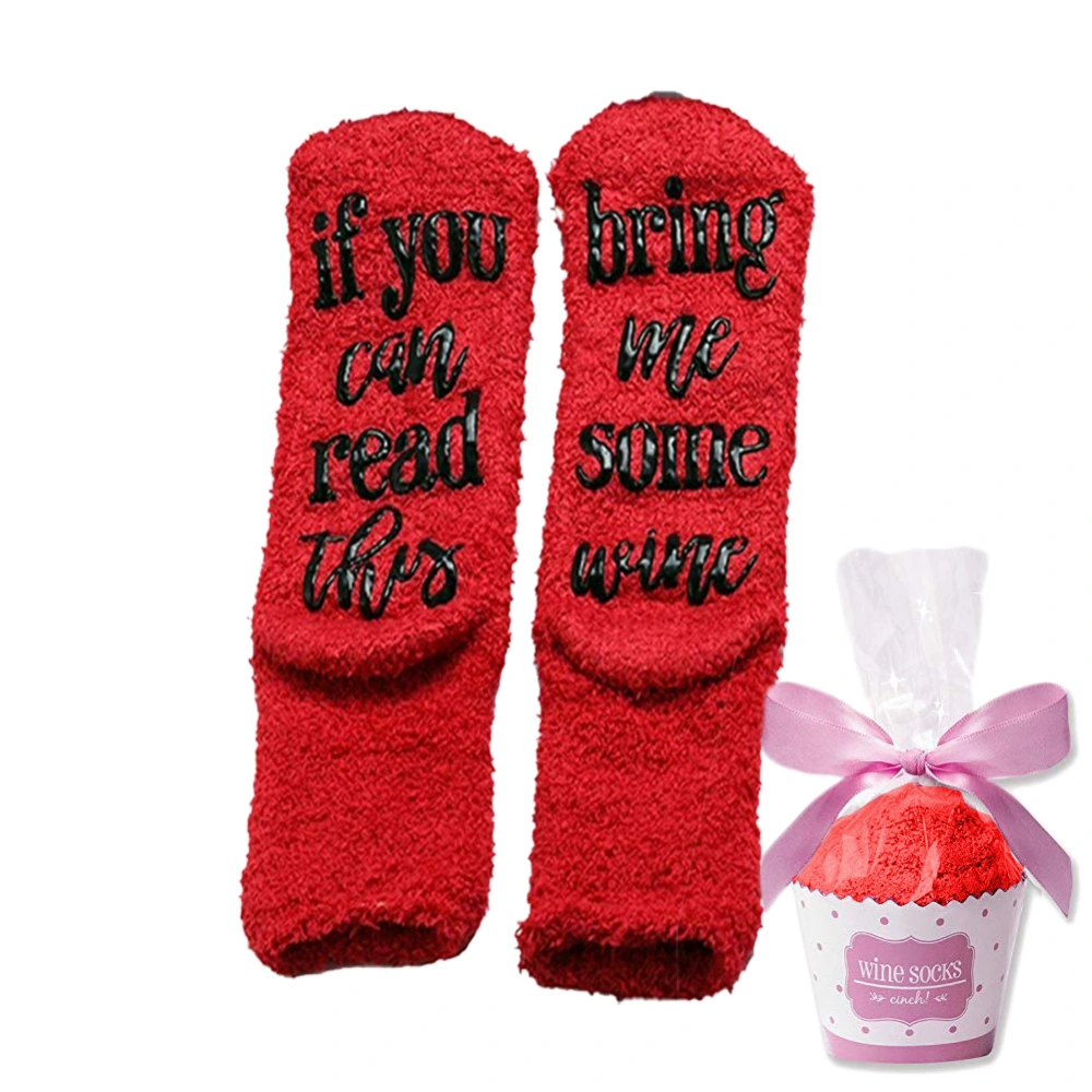 If You Can Read This Socks Bring Me Some Wine Letter Funny Socks Accessory Gifts for Girl Women