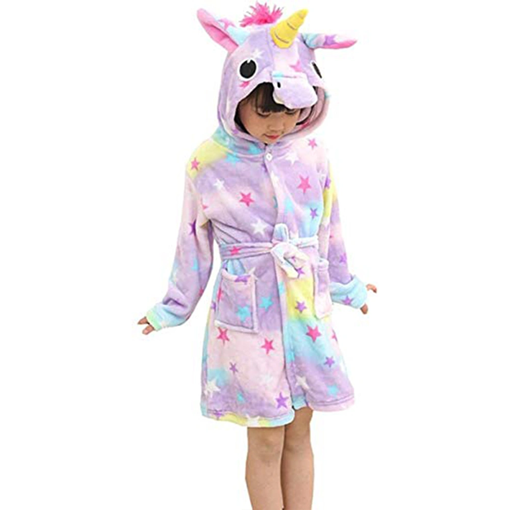 Cartoon Kids Pajamas Bathrobe Hooded Flannel Animal Bath Towel for Kids