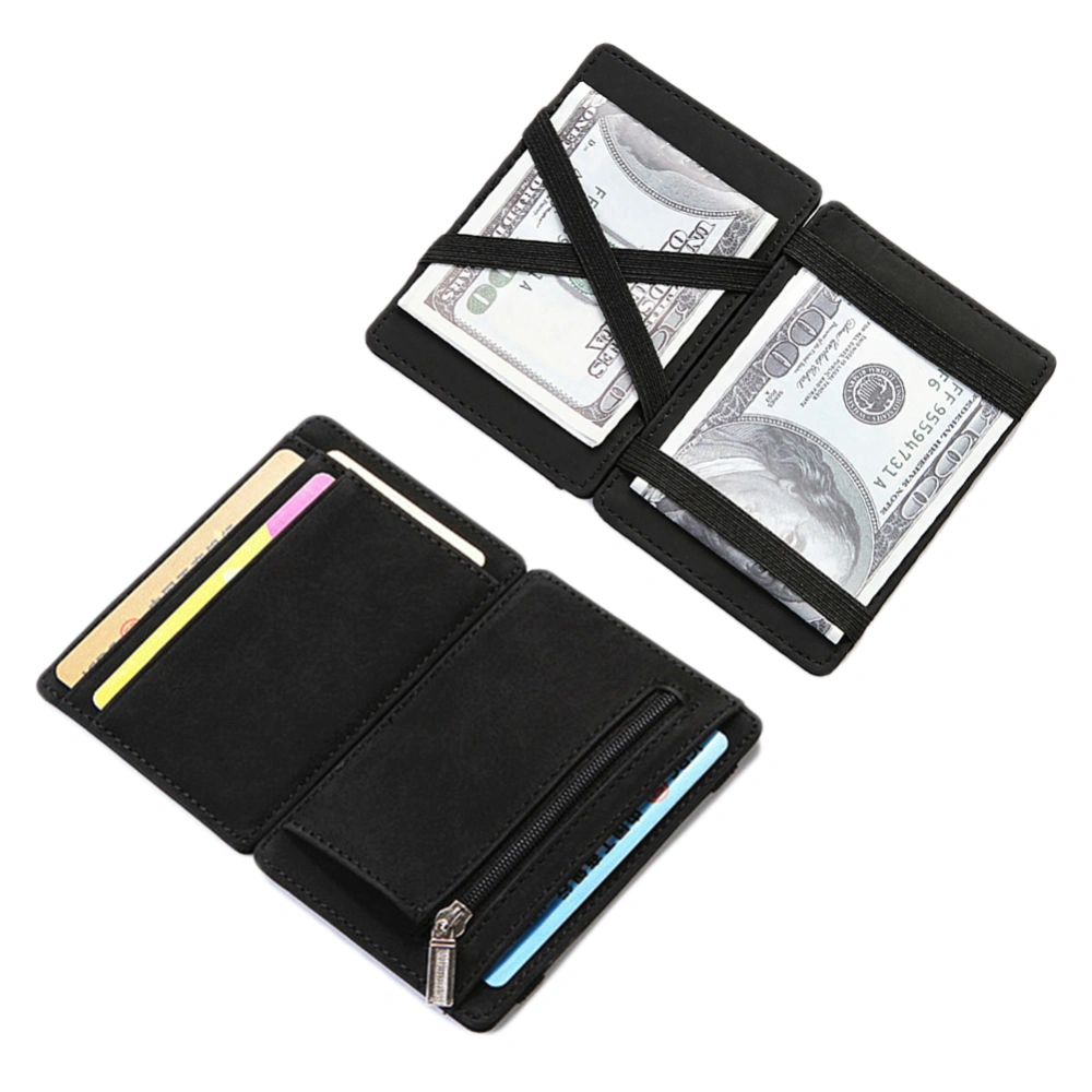 Men PU Elastic Band Slim Wallet Business Credit Card Holder Bank Card Case Purse