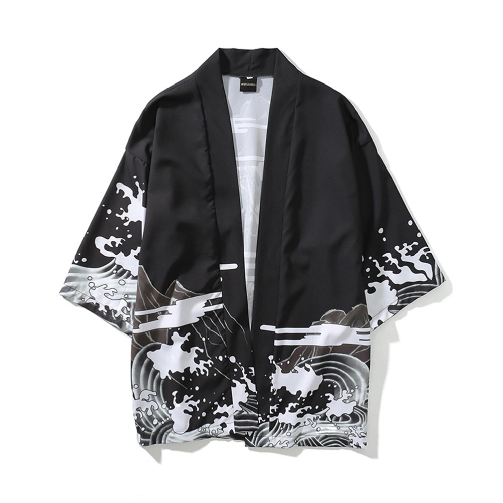 Unisex Vintage Pattern Kimono Loose Sleeve Cotton Shirts Tops