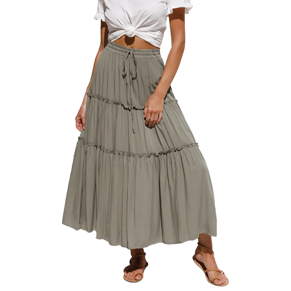 Half Length Women Skirt Fashionable Pleated Irregular Slim Fit Pure Colour Half Length A Line Skirt for Spring Summer Navy Blue M