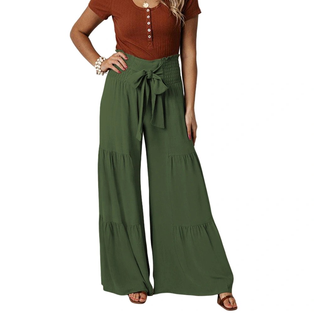 Wide Leg Pants High Waist Bandage Casual Loose Drape Trousers for Yoga Commuting OD Green L