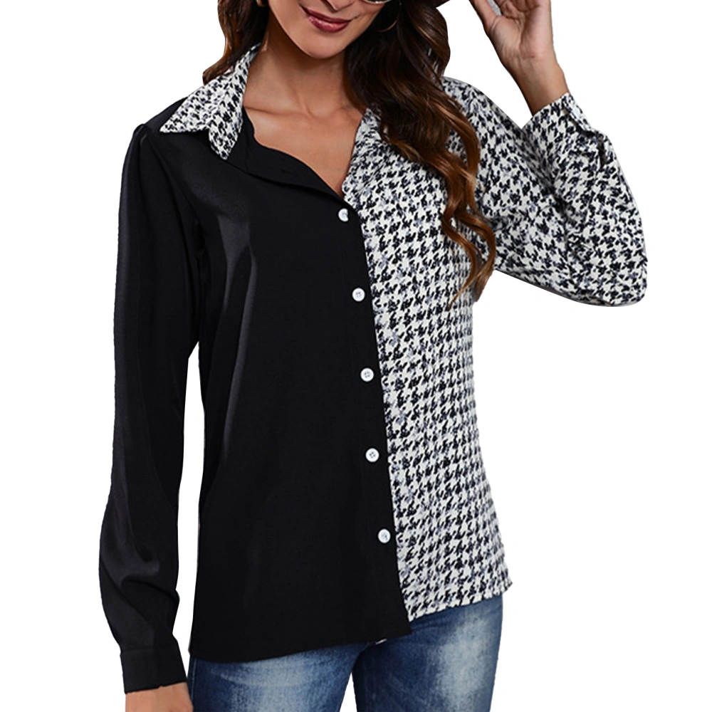 Women Plaid Blouse Long Sleeve Turn Down Collar Button Fashionale Stylish Casual Plaid Shirt Type A XL